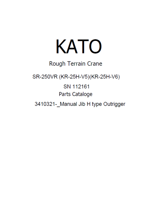 Kato Rough Terrain Crane SR 250VR KR 25H V5 KR 25H V6 Parts Catalog 2