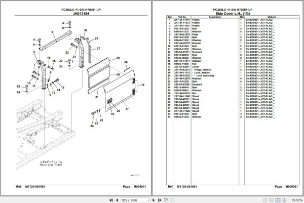 Komatsu Excavator PC360LC 11 K70001 Up Parts Catalog 2