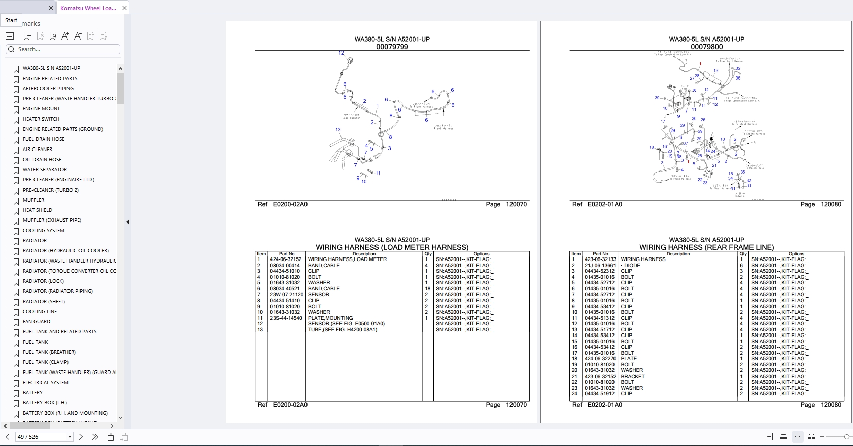 Komatsu Wheel Loader WA380 5L A52001 UP Parts Catalog 1