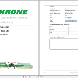 Krone Mower EasyCut B 1000 CR Operation Manual 1