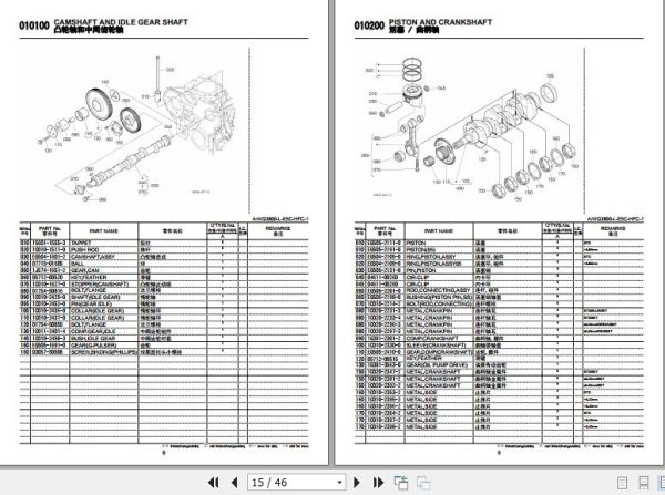 Kubota Engine WG3800 L E5C HCF 1 Parts List 2021 EN ZH 2