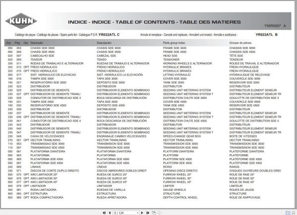 Kuhn Agricultural Spare Parts Catalog Collection 3