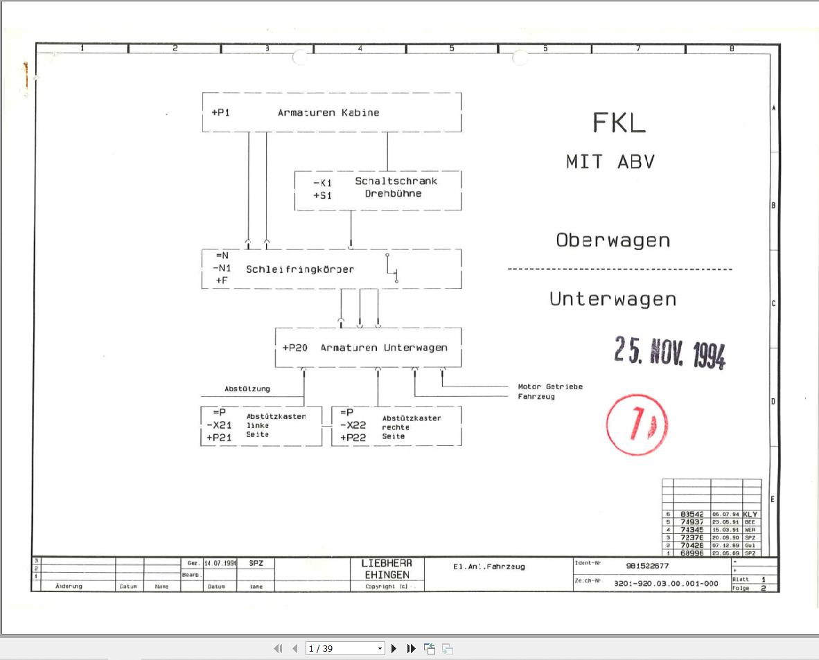 Liebherr Crane FKL Z21145 Electric and Hydraulic Diagrams DE 1