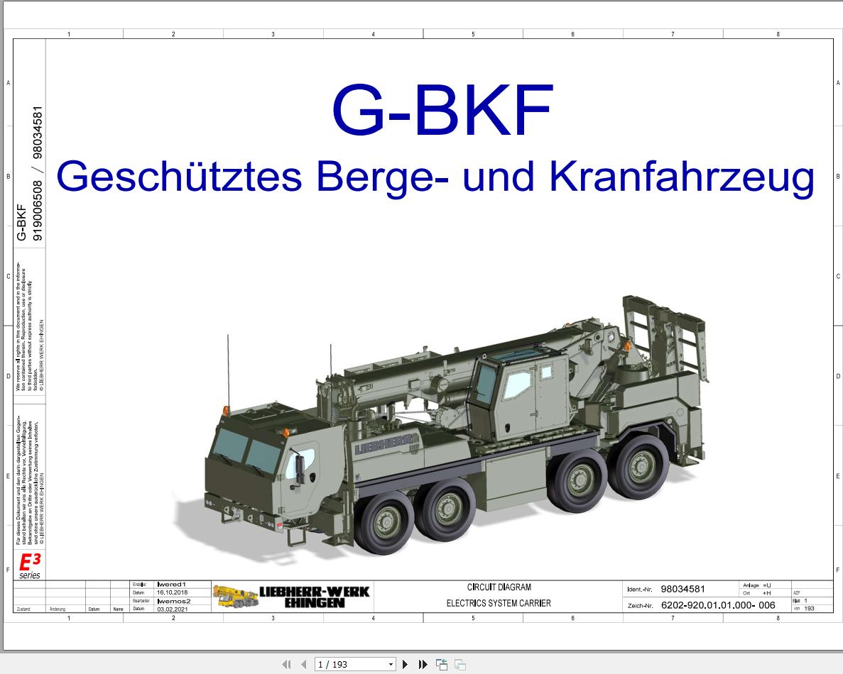 Liebherr Crane G BKF 1025 4.1 Z87001 Electric and Hydraulic Diagrams EN 1