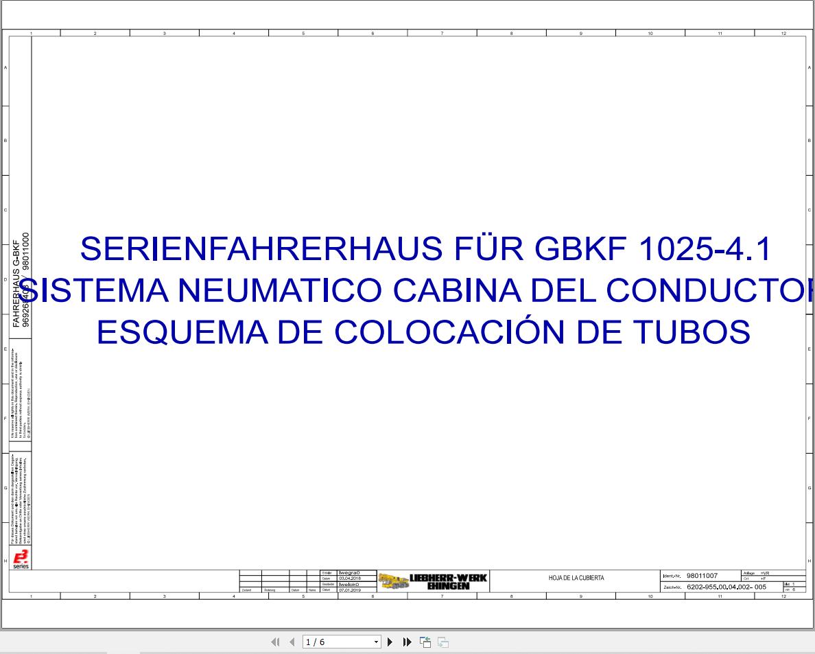 Liebherr Crane G BKF 1025 4.1 Z87001 Electric and Hydraulic Diagrams ES 1