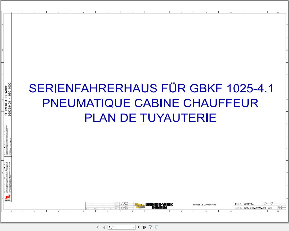 Liebherr Crane G BKF 1025 4.1 Z87001 Electric and Hydraulic Diagrams FR 1