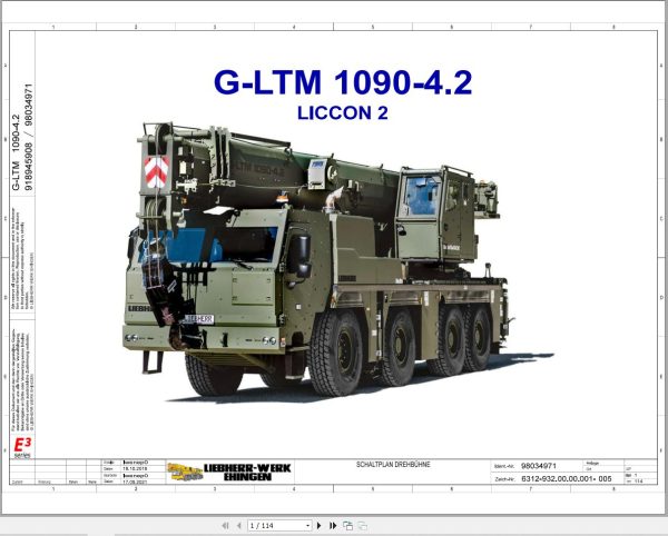Liebherr Crane G LTM 1090 4.2 Z87201 Electric and Hydraulic Diagrams DE 1