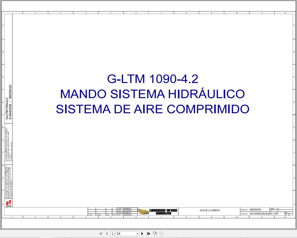 Liebherr Crane G LTM 1090 4.2 Z87201 Electric and Hydraulic Diagrams ES 1
