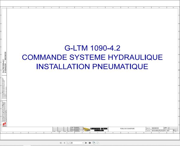 Liebherr Crane G LTM 1090 4.2 Z87201 Electric and Hydraulic Diagrams FR 1
