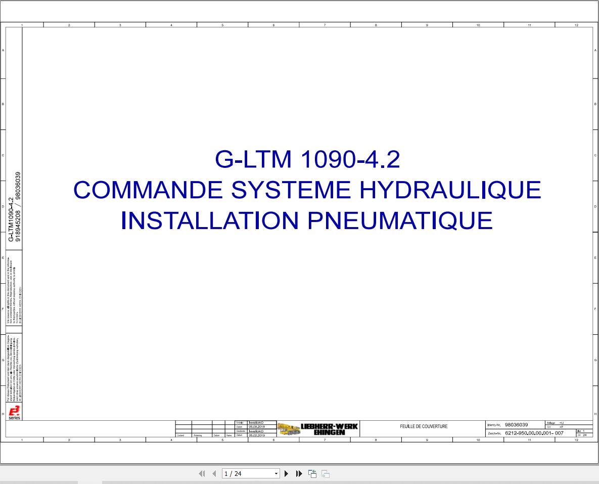 Liebherr Crane G LTM 1090 4.2 Z87201 Electric and Hydraulic Diagrams FR 1