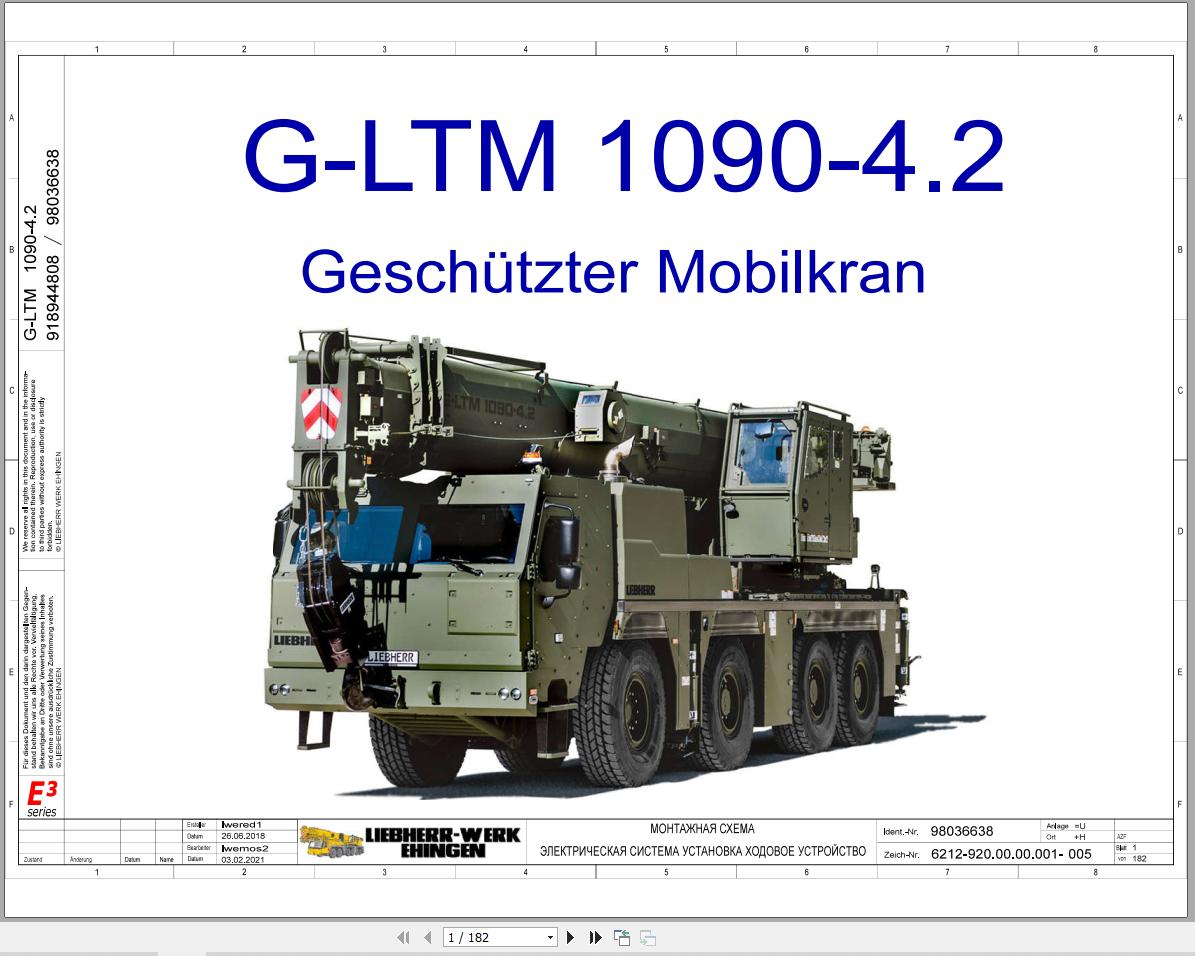 Liebherr Crane G LTM 1090 4.2 Z87201 Electric and Hydraulic Diagrams RU 1