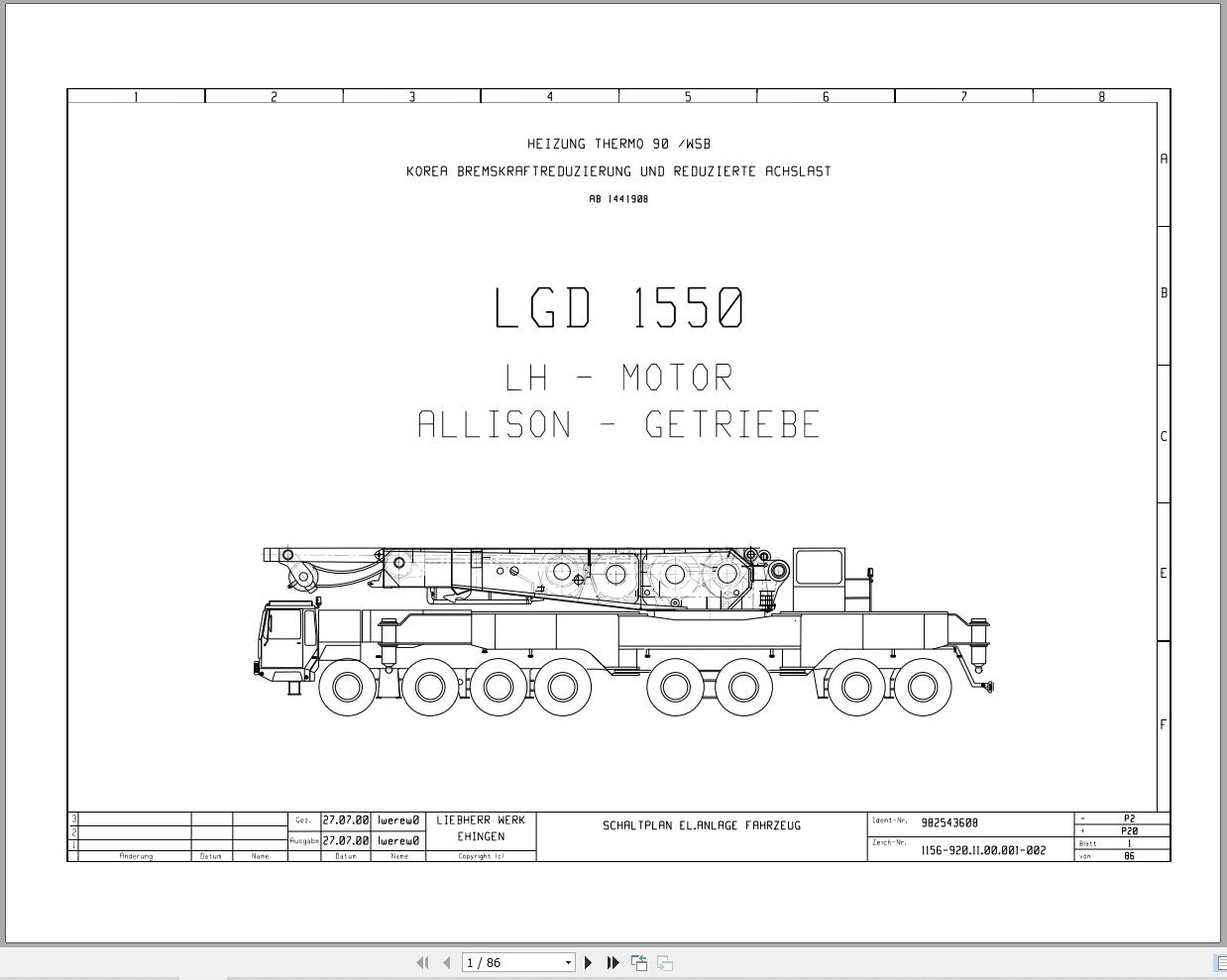 Liebherr Crane LG 1550 Z73705 Electric and Hydraulic Diagrams DE 1