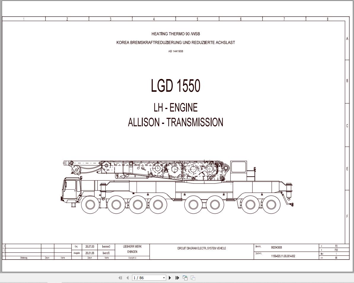 Liebherr Crane LG 1550 Z73705 Electric and Hydraulic Diagrams EN 1