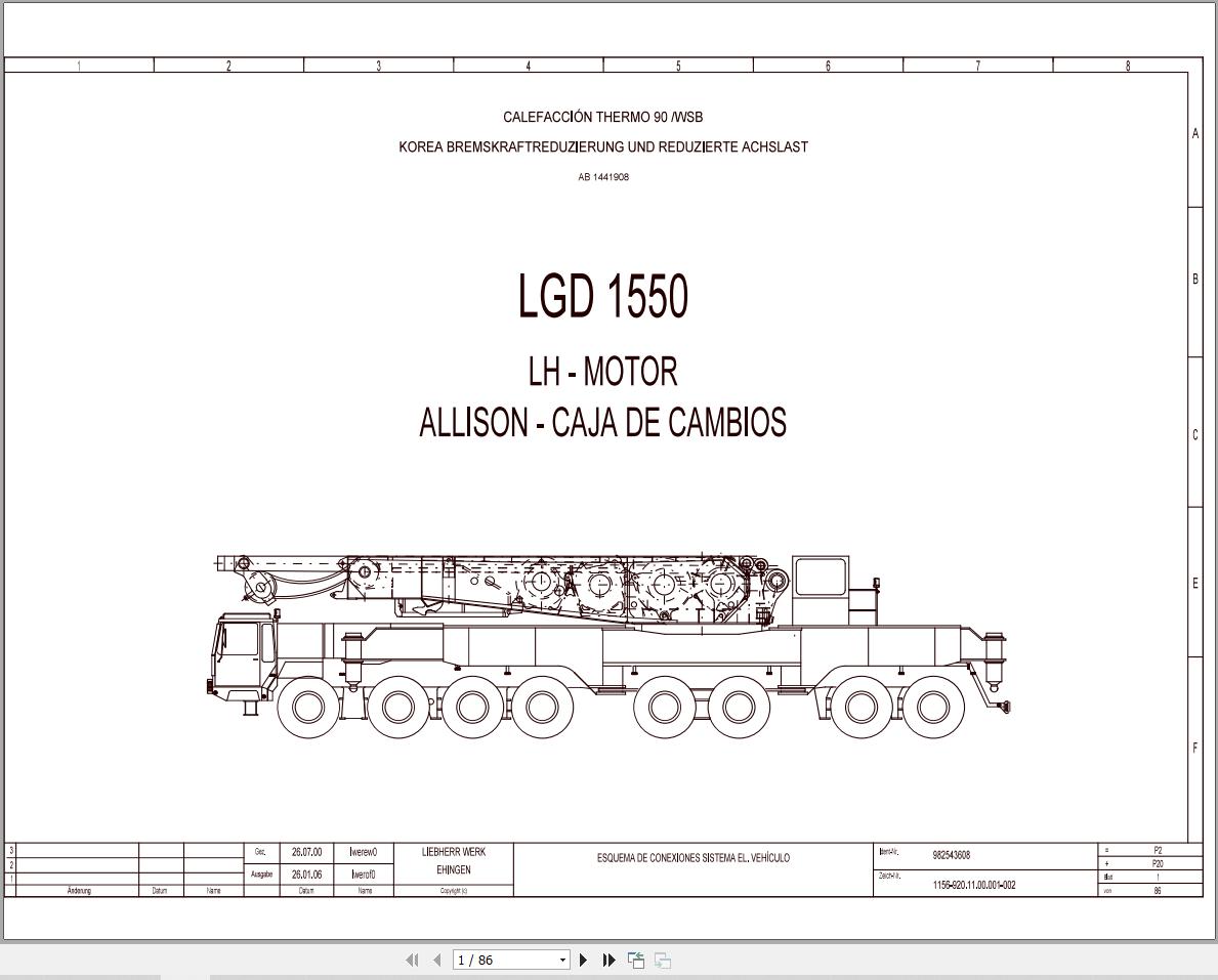 Liebherr Crane LG 1550 Z73705 Electric and Hydraulic Diagrams ES 1