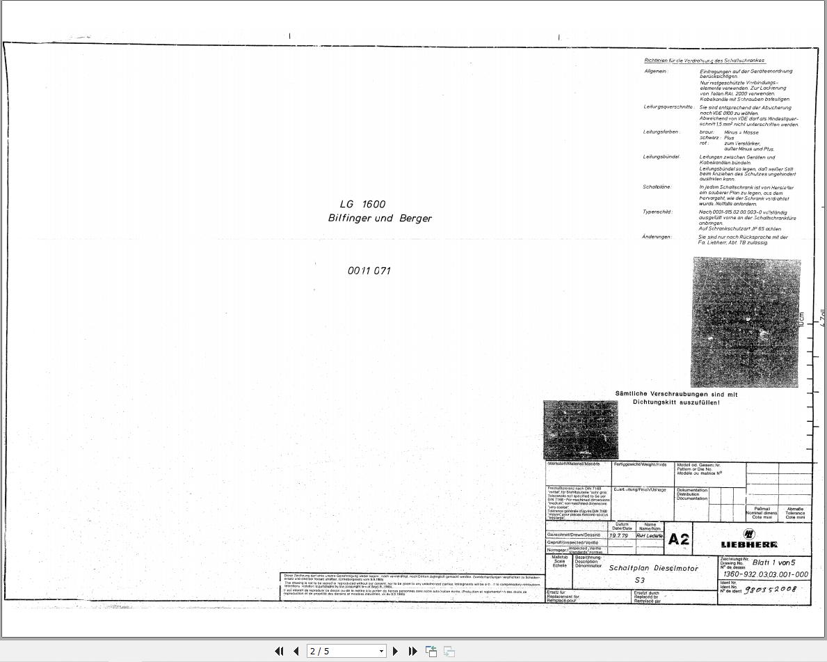 Liebherr Crane LG 1600 Z11071 Electric Diagrams DE 1