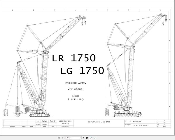 Liebherr Crane LG 1750 Z73758 Electric and Hydraulic Diagrams DE 1