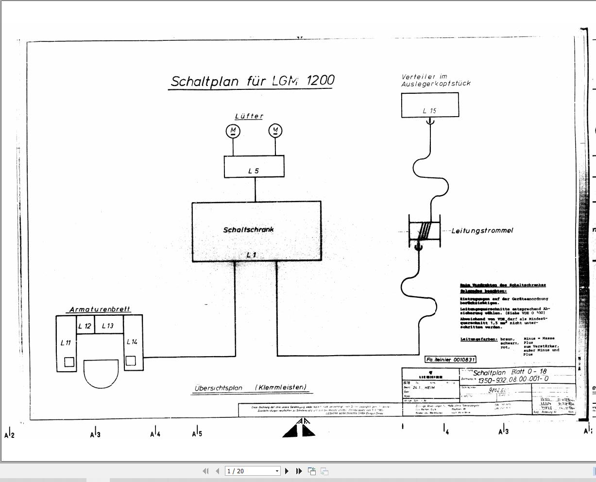 Liebherr Crane LGM 1200 Z10831 Electric Diagrams DE 1