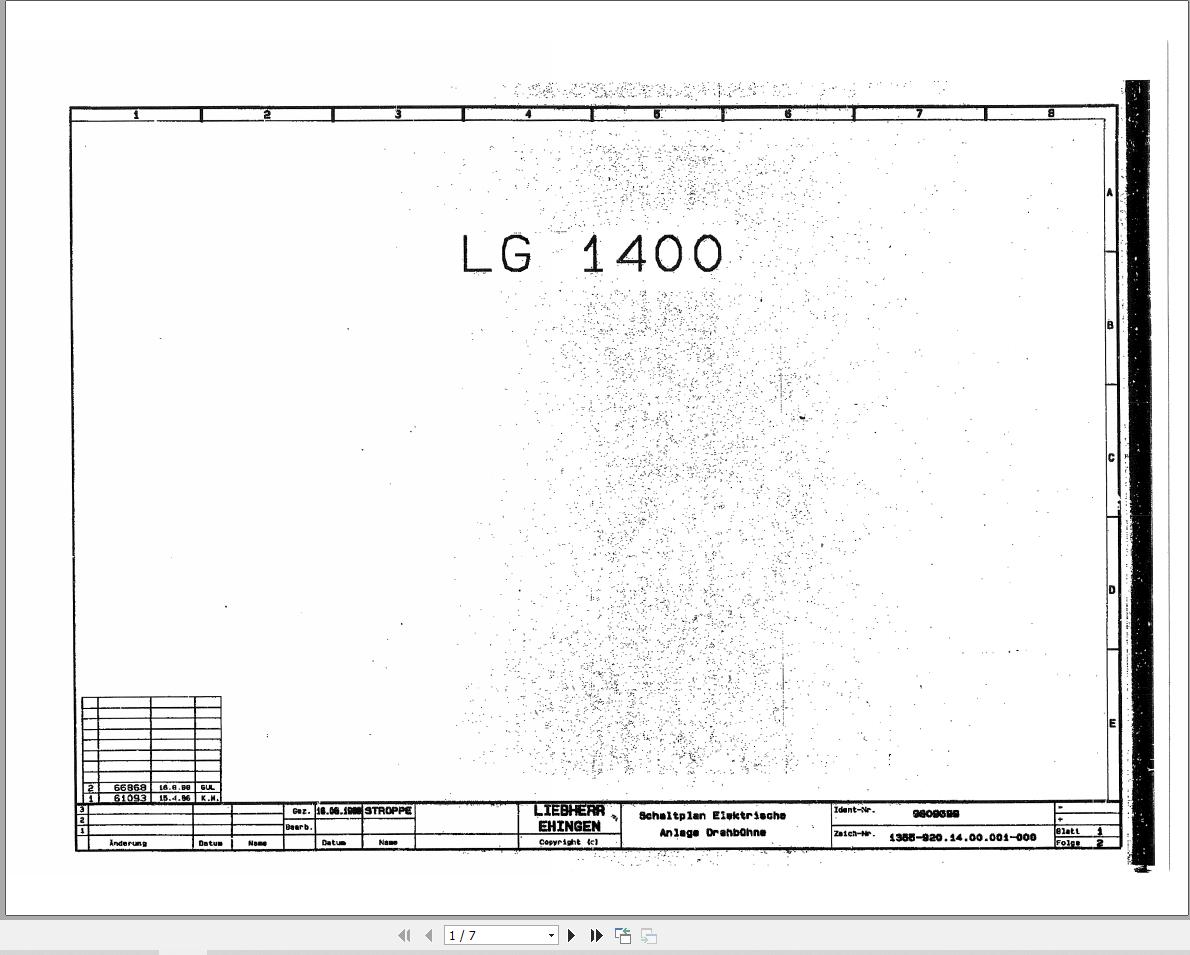 Liebherr Crane LGSND 1400 Z15033 Electric Diagrams DE 1