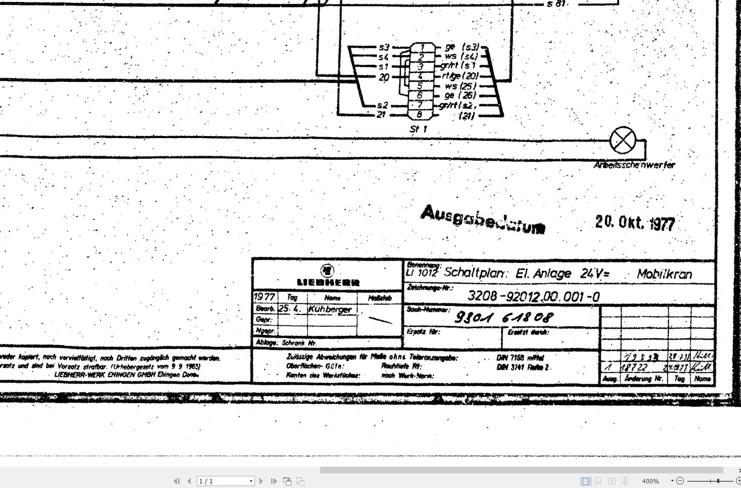 Liebherr Crane LI 1010 Z30139 Electric Diagrams DE 1