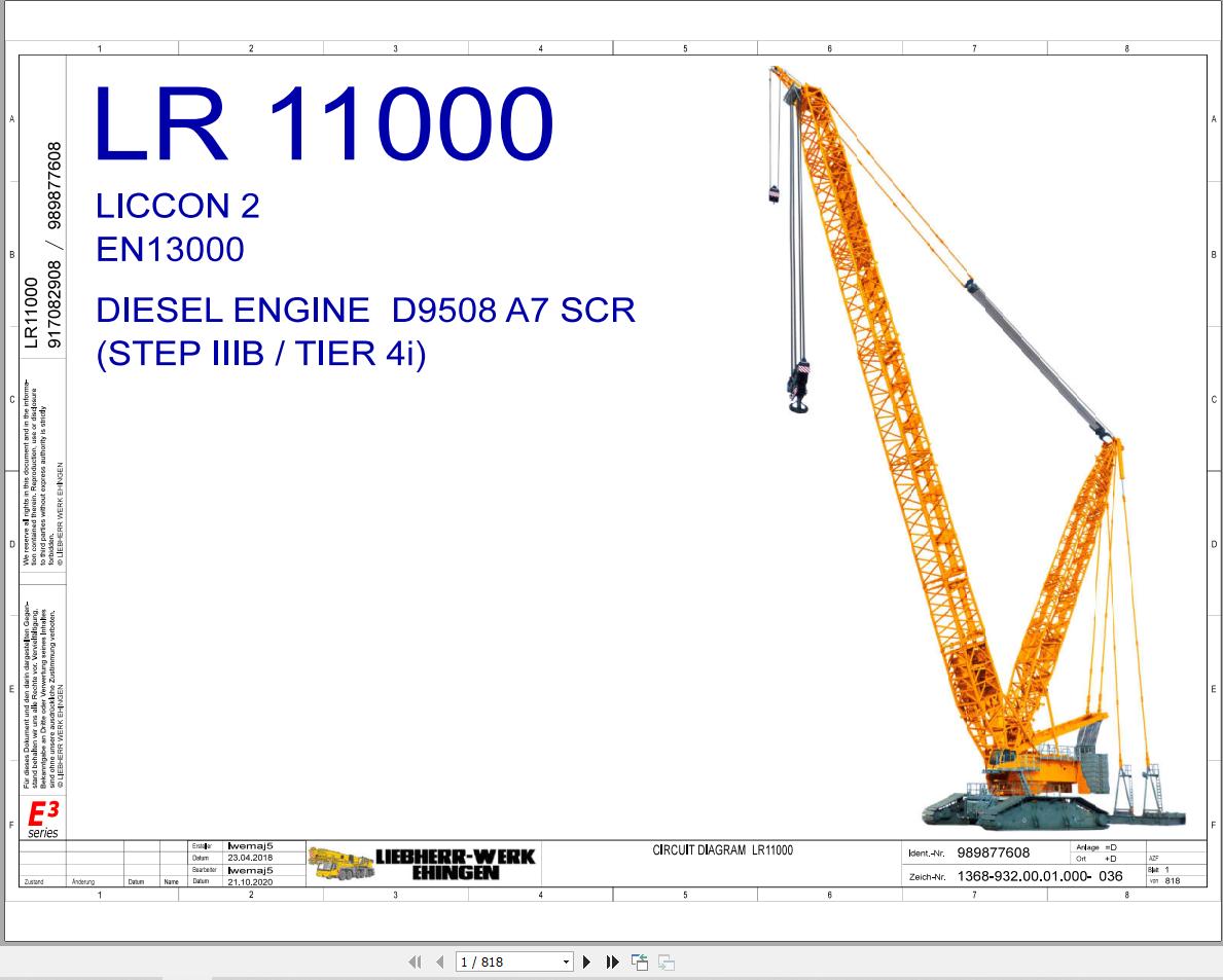 Liebherr Crane LR 11000 Z98200 Electric and Hydraulic Diagrams EN 1