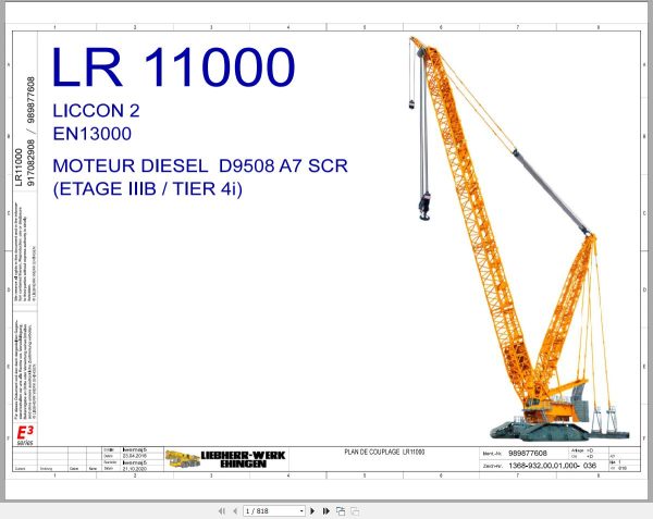 Liebherr Crane LR 11000 Z98200 Electric and Hydraulic Diagrams FR 1
