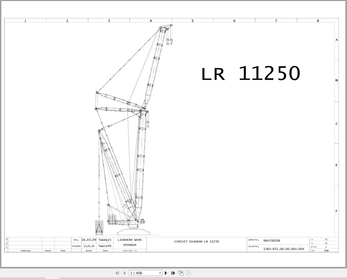 Liebherr Crane LR 11250 Z74810 Electric and Hydraulic Diagrams EN 1