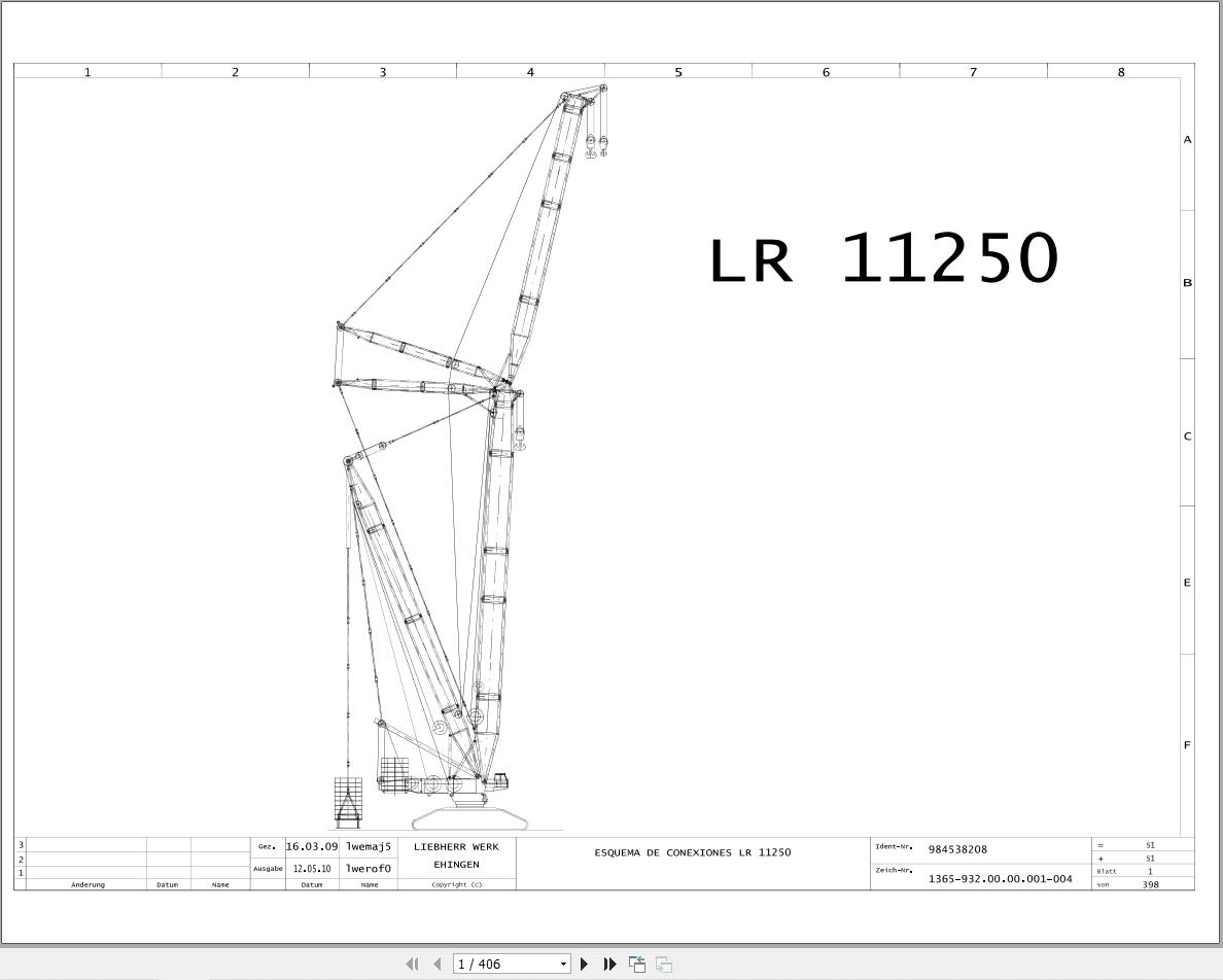 Liebherr Crane LR 11250 Z74810 Electric and Hydraulic Diagrams ES 1