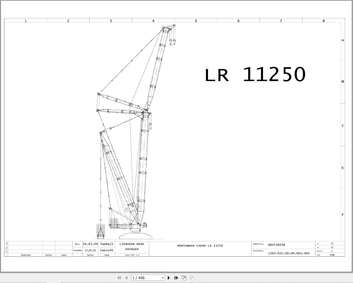 Liebherr Crane LR 11250 Z74810 Electric and Hydraulic Diagrams RU 1