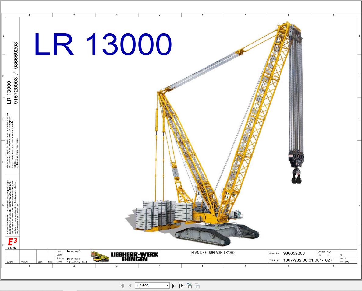 Liebherr Crane LR 13000 Z98400 Electric and Hydraulic Diagrams FR 1