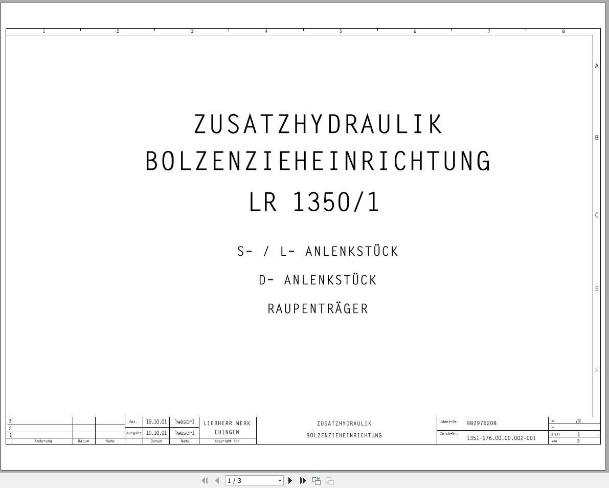 Liebherr Crane LR 1350 1 Z74036 Electric and Hydraulic Diagrams DE 1