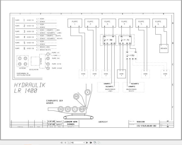 Liebherr Crane LR 1400 1 Z74027 Electric and Hydraulic Diagrams DE 1
