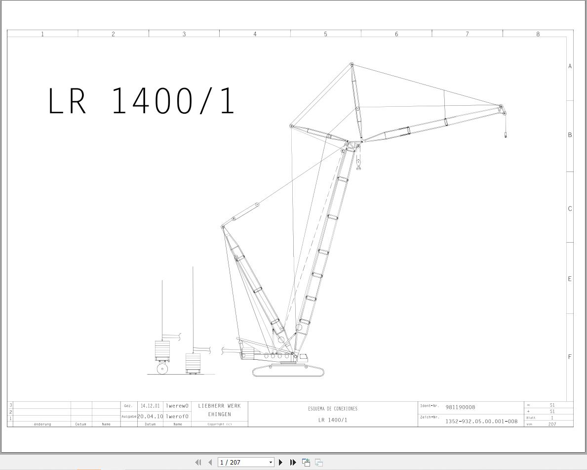 Liebherr Crane LR 1400 1 Z74027 Electric and Hydraulic Diagrams ES 1