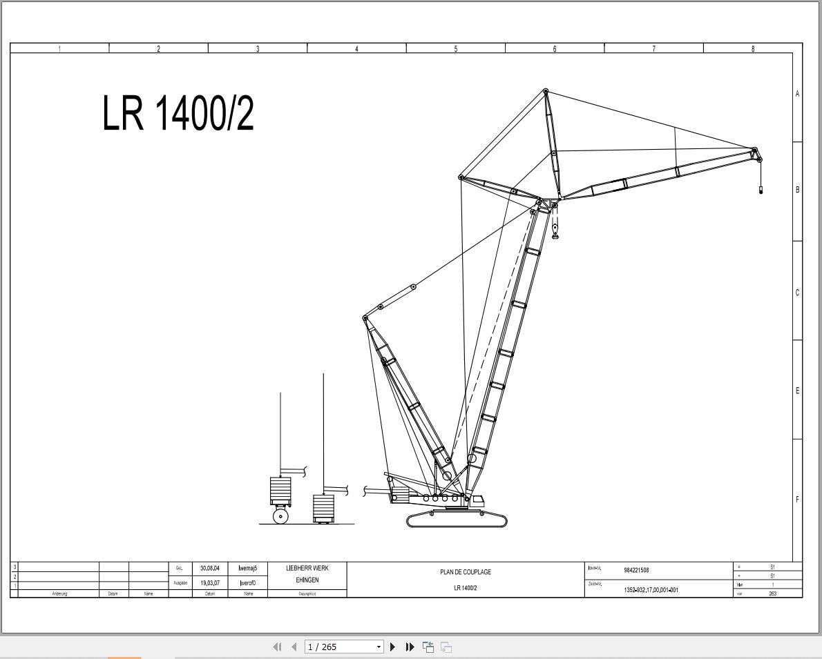 Liebherr Crane LR 1400 2 Z74297 Electric and Hydraulic Diagrams FR 1