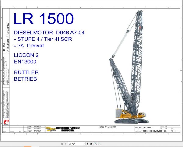Liebherr Crane LR 1500 Z74430 Electric and Hydraulic Diagrams DE 1