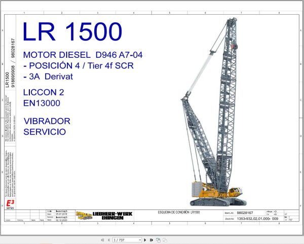 Liebherr Crane LR 1500 Z74430 Electric and Hydraulic Diagrams ES 1