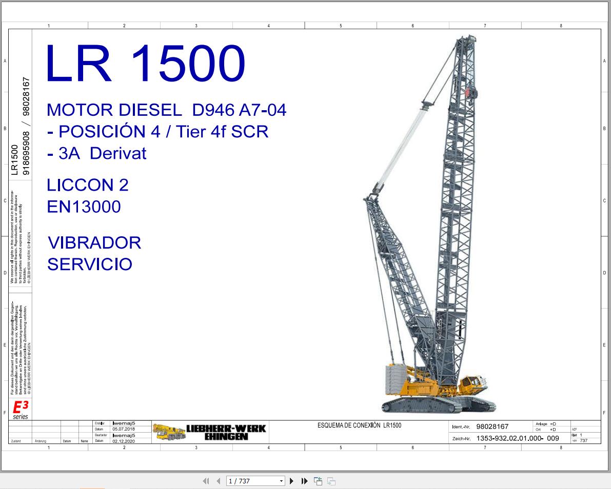 Liebherr Crane LR 1500 Z74430 Electric and Hydraulic Diagrams ES 1