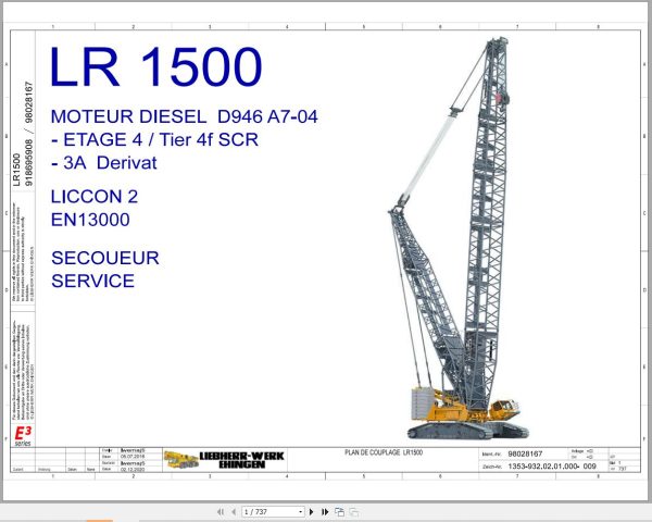 Liebherr Crane LR 1500 Z74430 Electric and Hydraulic Diagrams FR 1