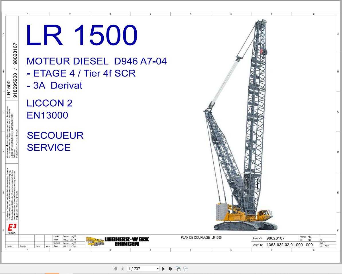 Liebherr Crane LR 1500 Z74430 Electric and Hydraulic Diagrams FR 1