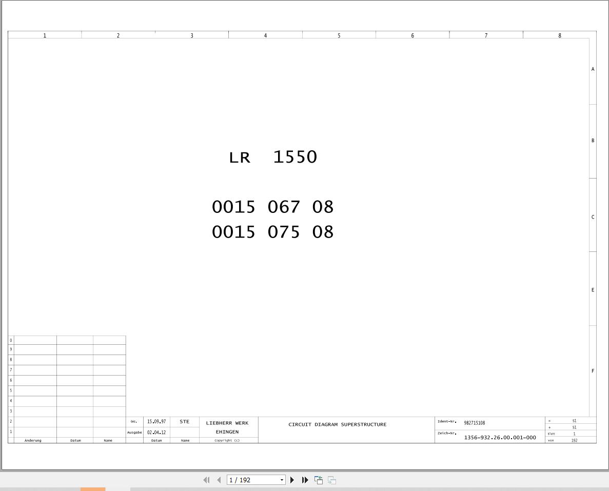 Liebherr Crane LR 1550 Z15075 Electric and Hydraulic Diagrams EN 1