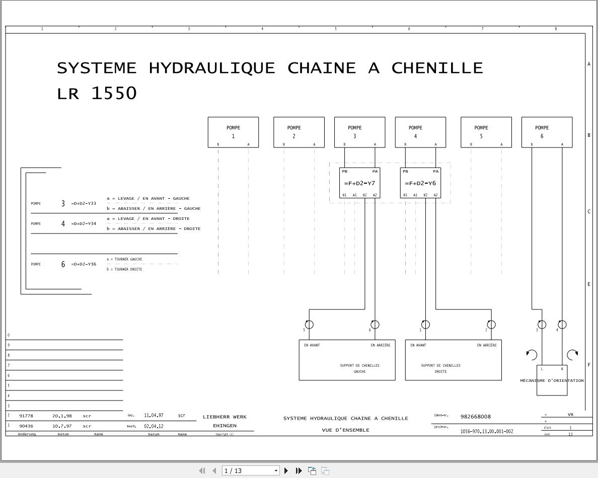 Liebherr Crane LR 1550 Z15075 Electric and Hydraulic Diagrams FR 1