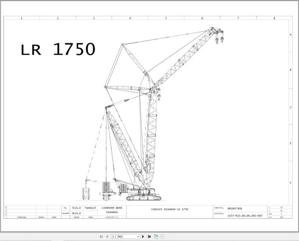 Liebherr Crane LR 1600 1 Z74704 Electric and Hydraulic Diagrams EN 1