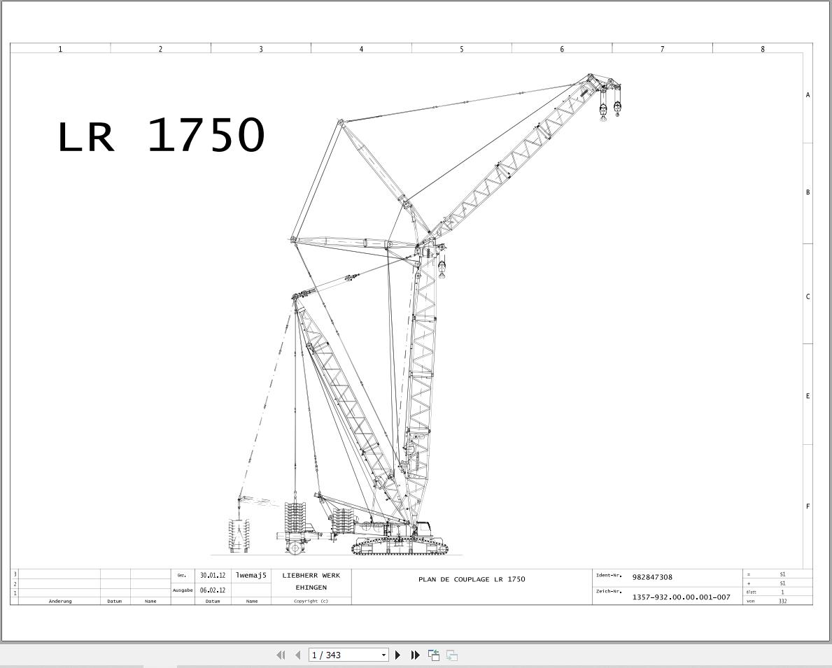 Liebherr Crane LR 1600 1 Z74704 Electric and Hydraulic Diagrams FR 1