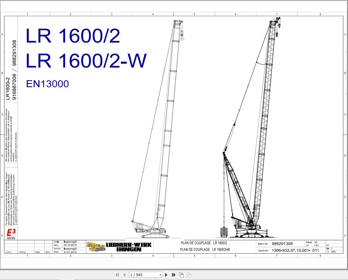Liebherr Crane LR 1600 2 Z74607 Electric and Hydraulic Diagrams FR 1