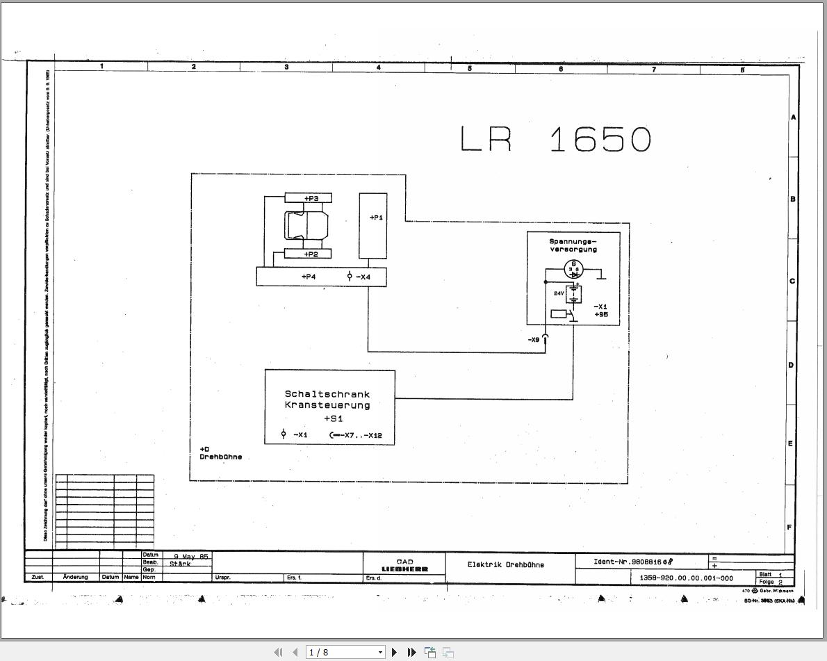 Liebherr Crane LR 1650 Z15023 Electric Diagrams DE 1