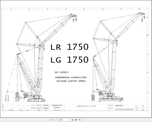 Liebherr Crane LR 1750 Z74776 Electric and Hydraulic Diagrams DE 1
