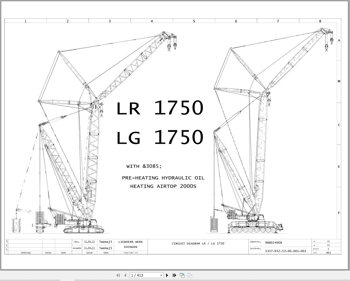 Liebherr Crane LR 1750 Z74776 Electric and Hydraulic Diagrams EN 1