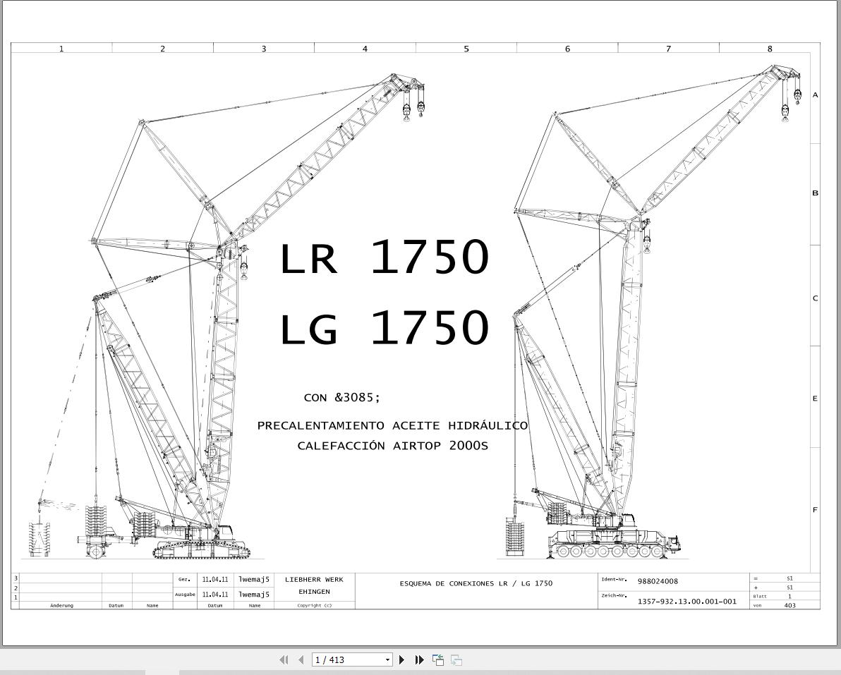 Liebherr Crane LR 1750 Z74776 Electric and Hydraulic Diagrams ES 1