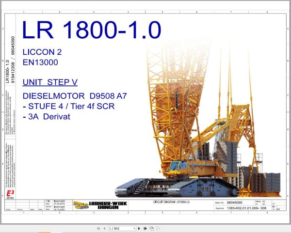 Liebherr Crane LR 1800 1.0 Z48402 Electric and Hydraulic Diagrams EN 1