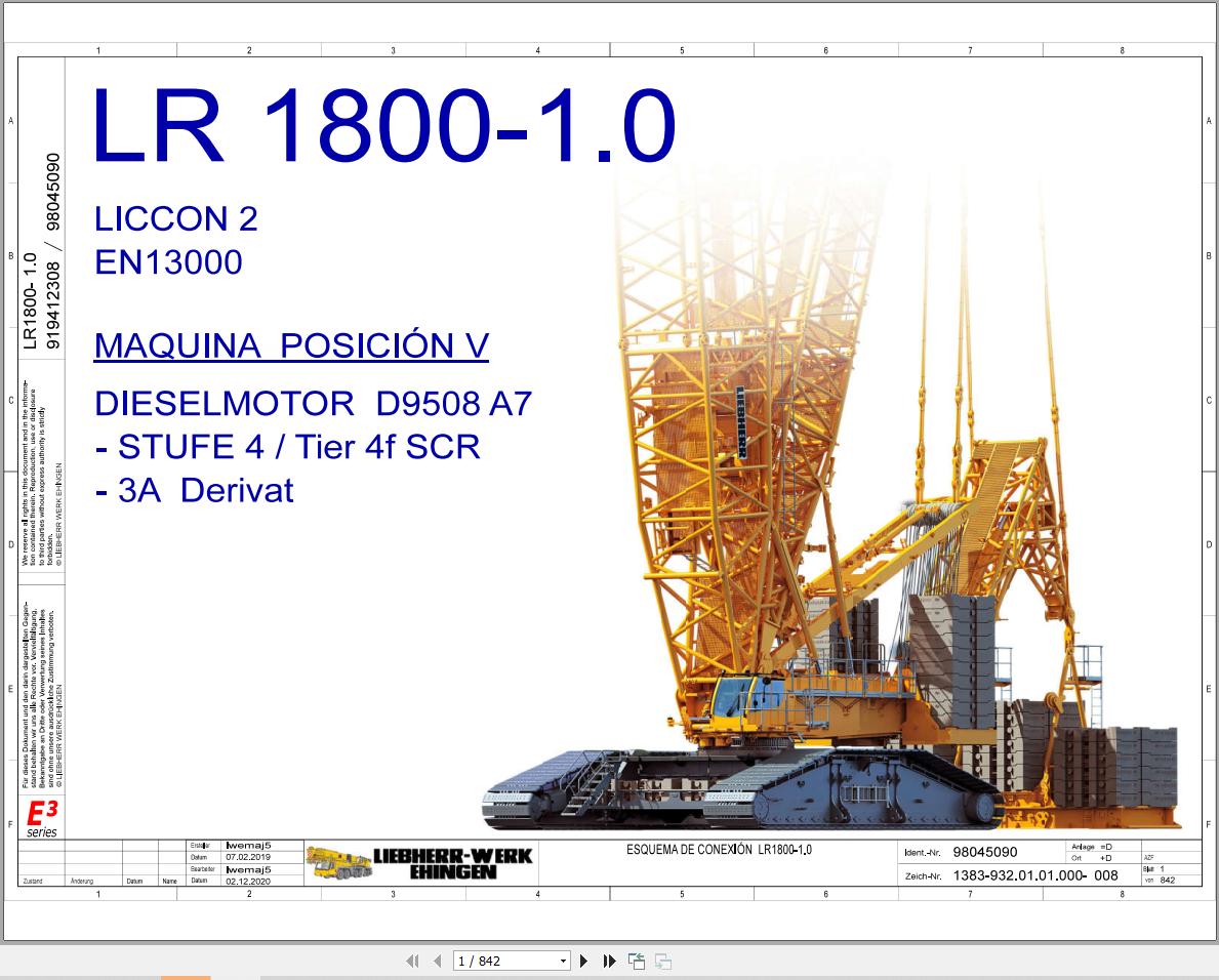 Liebherr Crane LR 1800 1.0 Z48402 Electric and Hydraulic Diagrams ES 1