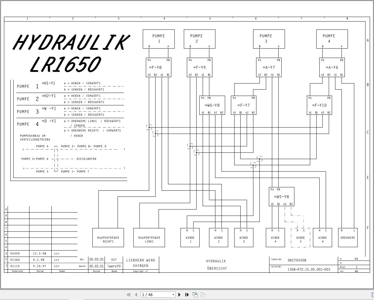 Liebherr Crane LR 1800 Z15078 Electric and Hydraulic Diagrams DE 1